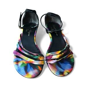 Robert Clergerie Paris Multicolor Satin Ankle Strap Sandals 6 Made in France
